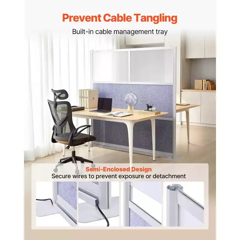 Divisorio per Ufficio, 1 pannello, 70 x 70 pollici, Struttura in PET con finestre smerigliate, Grigio