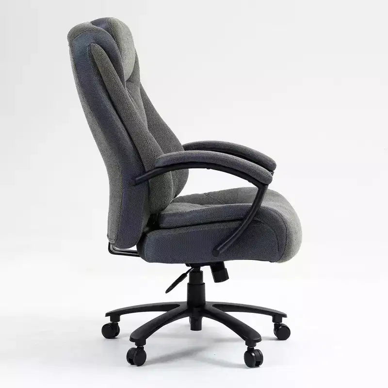 Sedia da ufficio a schienale alto regolabile in altezza con rivestimento in cotone e rotelle