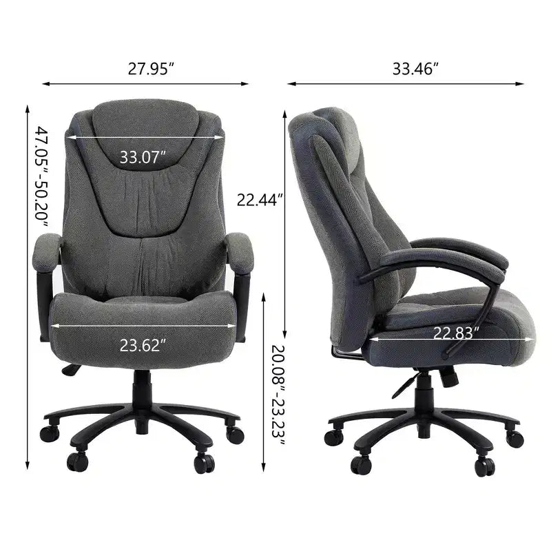 Sedia da ufficio a schienale alto regolabile in altezza con rivestimento in cotone e rotelle
