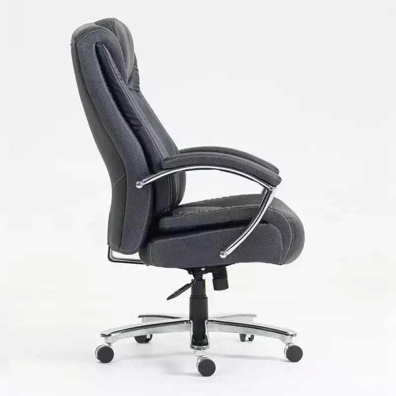 Sedia da ufficio a schienale alto regolabile in altezza con rivestimento in cotone e rotelle