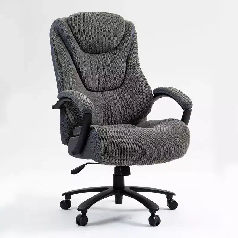 Sedia da ufficio a schienale alto regolabile in altezza con rivestimento in cotone e rotelle