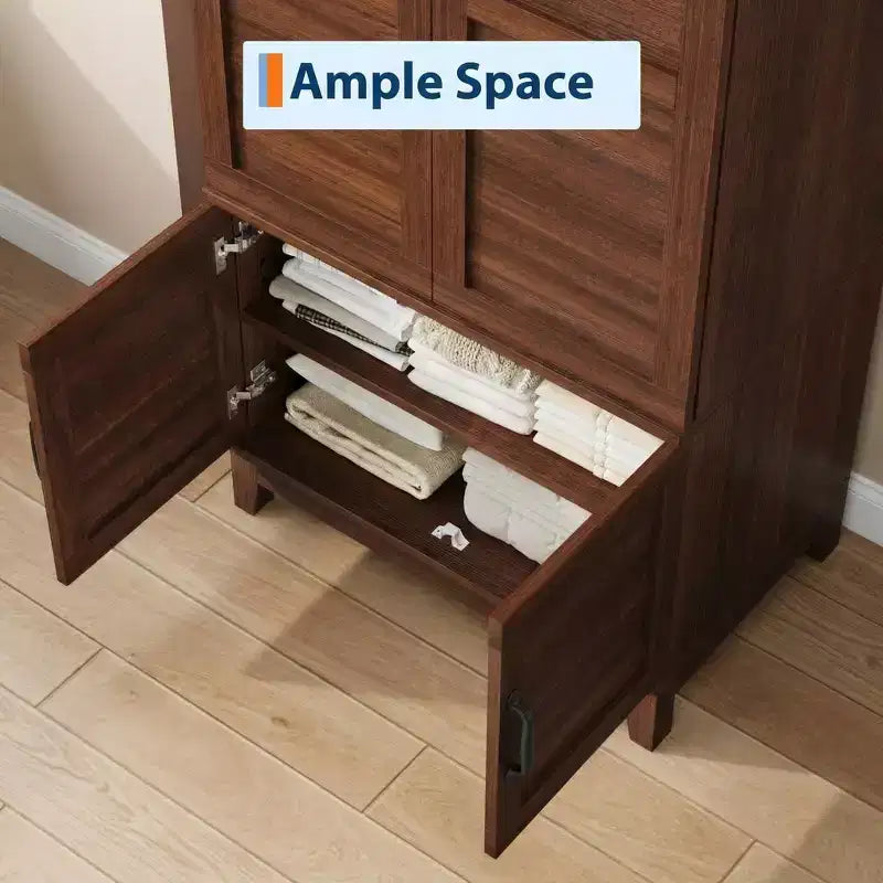 Armadio Guardaroba in Legno da 180 cm con 4 Ante, Asta Appendiabiti e Ripiani Regolabili