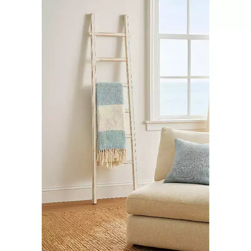 Scala Decorativa in Legno con Ganci – Porta Coperte e Asciugamani per Camera da Letto o Soggiorno