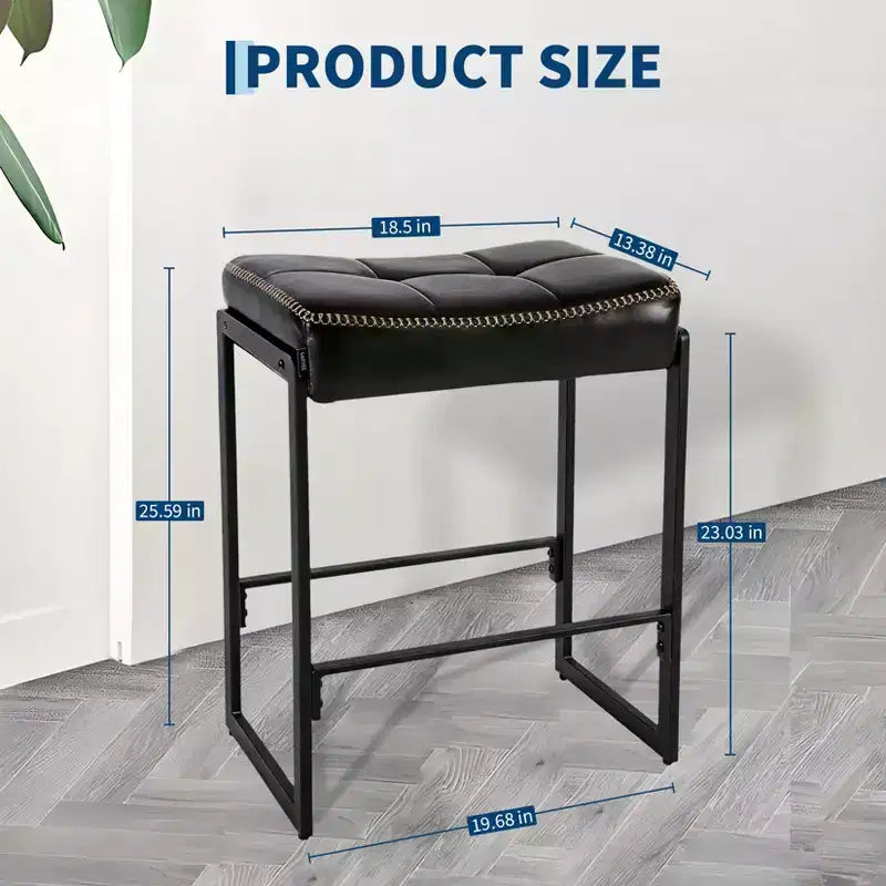 Sgabello da bancone da 60 cm con sedile in similpelle e poggiapiedi