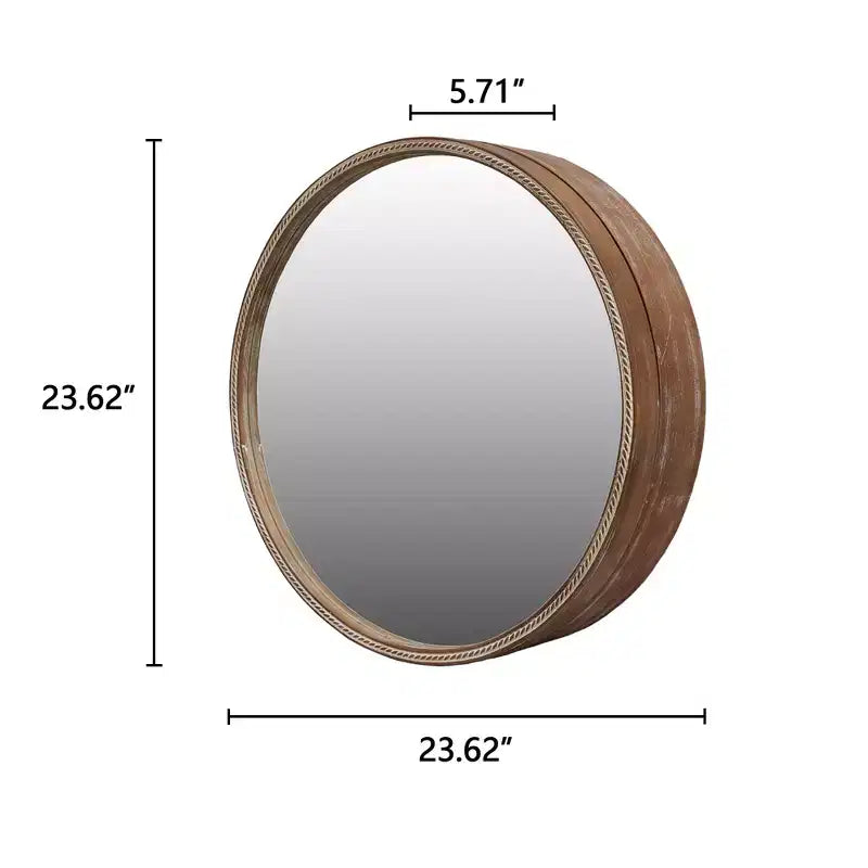 Specchio da parete rotondo da 23,6" con armadietto scorrevole
