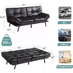 Divano Letto Futon Convertibile da 71 pollici con Memory Foam, Schienale e Braccioli Regolabili, Ecopelle