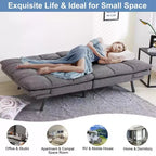 Divano Letto Futon Convertibile da 71 pollici con Memory Foam, Schienale e Braccioli Regolabili, Ecopelle