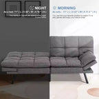 Divano Letto Futon Convertibile da 71 pollici con Memory Foam, Schienale e Braccioli Regolabili, Ecopelle