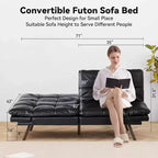 Divano Letto Futon Convertibile da 71 pollici con Memory Foam, Schienale e Braccioli Regolabili, Ecopelle