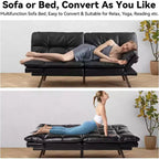 Divano Letto Futon Convertibile da 71 pollici con Memory Foam, Schienale e Braccioli Regolabili, Ecopelle
