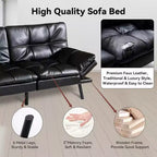 Divano Letto Futon Convertibile da 71 pollici con Memory Foam, Schienale e Braccioli Regolabili, Ecopelle