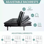 Divano Letto Futon Convertibile da 71 pollici con Memory Foam, Schienale e Braccioli Regolabili, Ecopelle