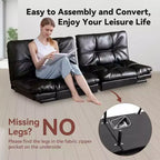 Divano Letto Futon Convertibile da 71 pollici con Memory Foam, Schienale e Braccioli Regolabili, Ecopelle