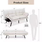 Divano Letto Futon Convertibile da 71 pollici con Memory Foam, Schienale e Braccioli Regolabili, Ecopelle