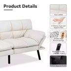 Divano Letto Futon Convertibile da 71 pollici con Memory Foam, Schienale e Braccioli Regolabili, Ecopelle