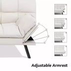 Divano Letto Futon Convertibile da 71 pollici con Memory Foam, Schienale e Braccioli Regolabili, Ecopelle