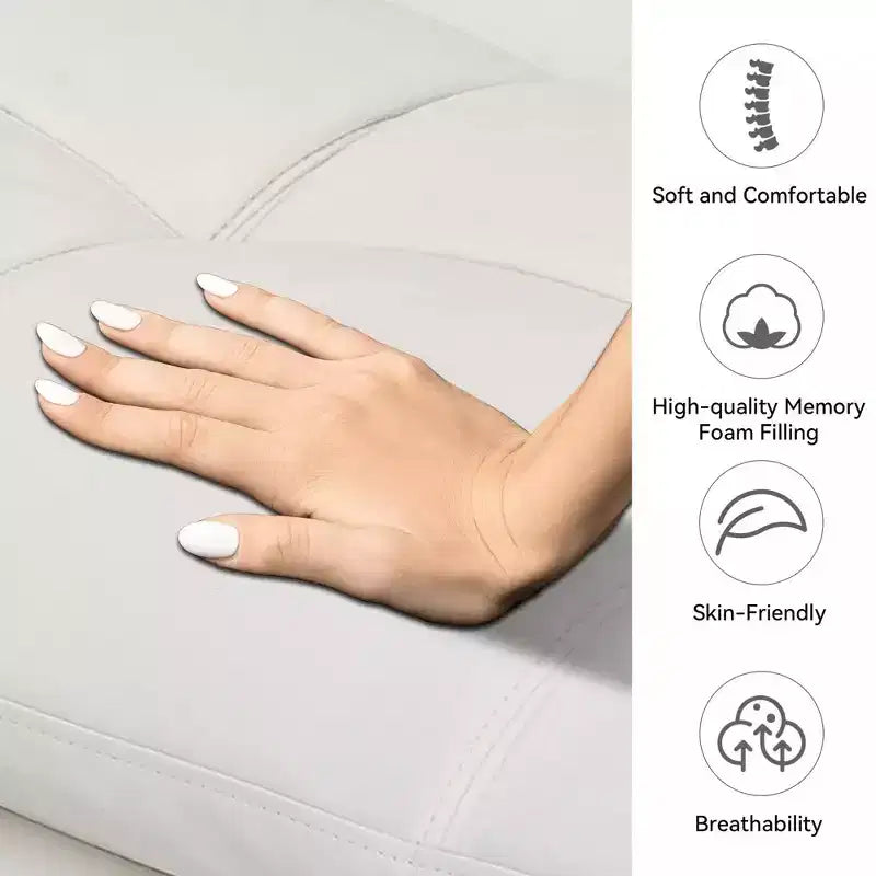 Divano Letto Futon Convertibile da 71 pollici con Memory Foam, Schienale e Braccioli Regolabili, Ecopelle