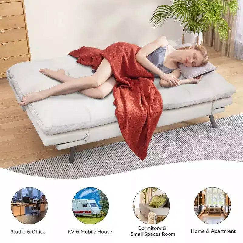 Divano Letto Futon Convertibile da 71 pollici con Memory Foam, Schienale e Braccioli Regolabili, Ecopelle