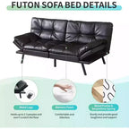 Divano Letto Futon Convertibile da 71 pollici con Memory Foam, Schienale e Braccioli Regolabili, Ecopelle
