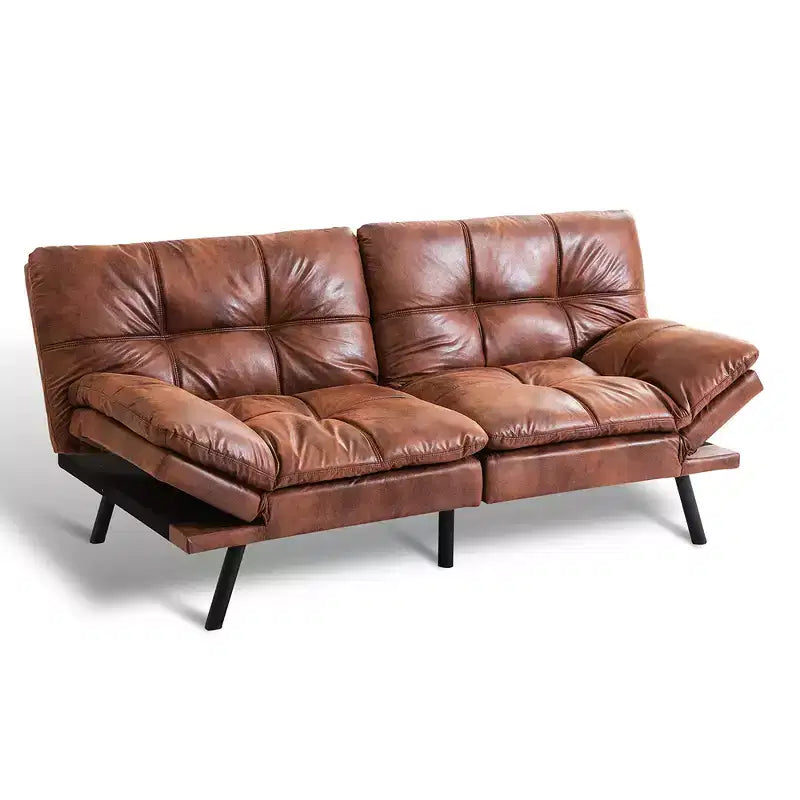 Divano Letto Futon Convertibile da 71 pollici con Memory Foam, Schienale e Braccioli Regolabili, Ecopelle