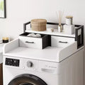 54 Washer and Dryer Countertop with 2-Tier Shelf, Non-Slip Pad and Guard Rails, Wooden Laundry Room Organizer
