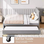 Struttura letto a piattaforma imbottita con letto estraibile singolo