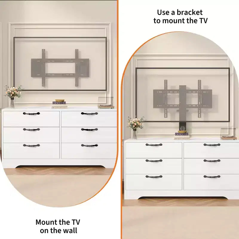 Mobile TV in legno a 6 cassetti con supporto TV regolabile
