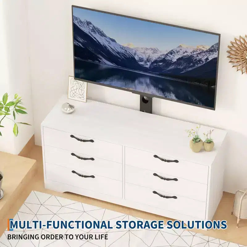 Mobile TV in legno a 6 cassetti con supporto TV regolabile