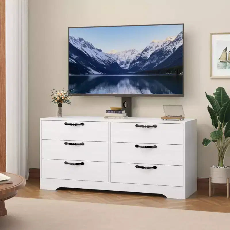 Mobile TV in legno a 6 cassetti con supporto TV regolabile