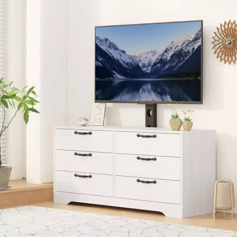 Mobile TV in legno a 6 cassetti con supporto TV regolabile