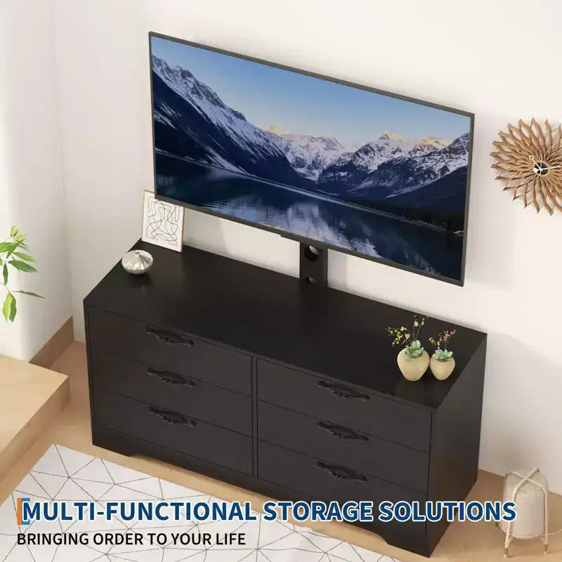 Mobile TV in legno a 6 cassetti con supporto TV regolabile