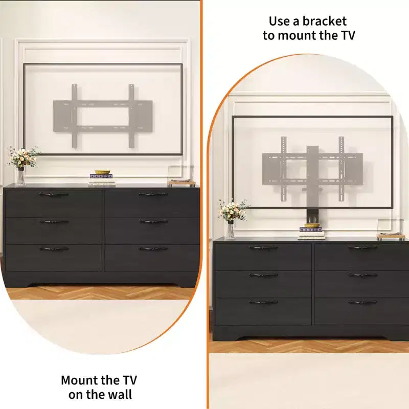 Mobile TV in legno a 6 cassetti con supporto TV regolabile