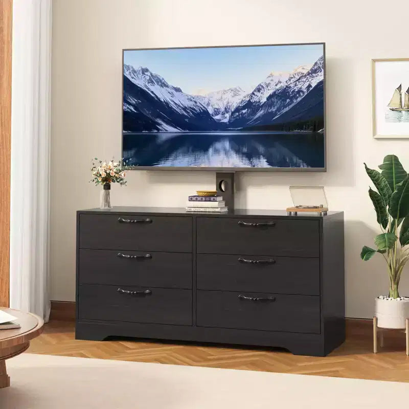Mobile TV in legno a 6 cassetti con supporto TV regolabile