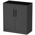 2-Door Metal Garage Storage Cabinet with Lock and 2 Adjustable Shelves, Heavy Duty Steel File Cabinet