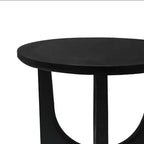 Tavolino Rotondo, Piano in Legno Massello di Mango da 20 Pollici Nero Opaco con Gambe Curve