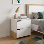 Comodino a due cassetti da 20" bianco e legno naturale