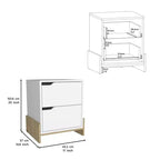 Comodino a due cassetti da 20" bianco e legno naturale