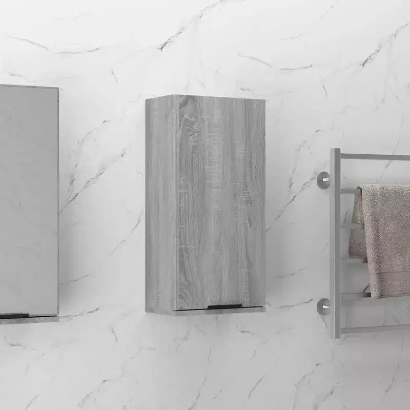 Mobiletto da bagno a parete – Sonoma grigio, legno ingegnerizzato, 32x20x67 cm