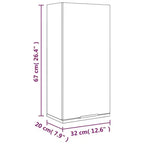 Mobiletto da bagno a parete – Sonoma grigio, legno ingegnerizzato, 32x20x67 cm