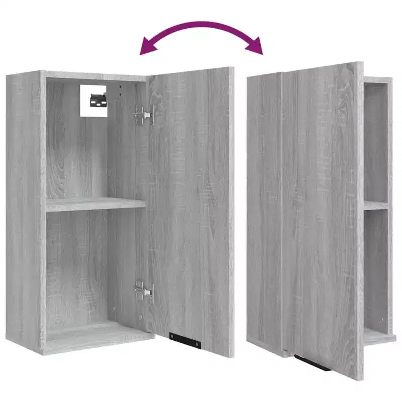 Mobiletto da bagno a parete – Sonoma grigio, legno ingegnerizzato, 32x20x67 cm