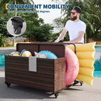 Organizzatore portaoggetti galleggiante a rotelle per piscina con cesto in vimini