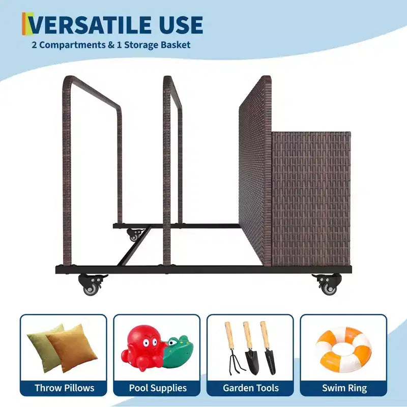 Organizzatore portaoggetti galleggiante a rotelle per piscina con cesto in vimini