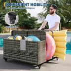 Organizzatore portaoggetti galleggiante a rotelle per piscina con cesto in vimini