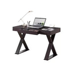 Scrivania con cassetto centrale – Finitura espresso, gambe a X