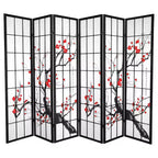 6 ft. Tall Flower Blossom Divider - Black: Oriental Furniture Hardwood Privacy Screen, No Assembly Required