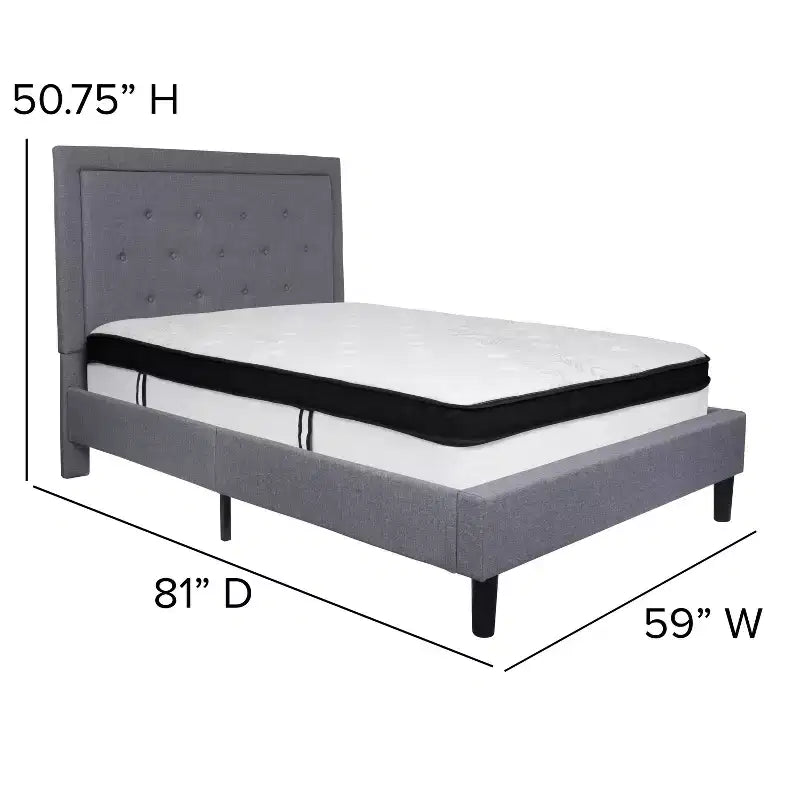 Set Letto a Piattaforma Imbottito e Materasso a Molle Insacchettate in Memory Foam