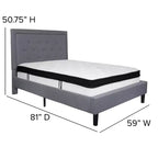 Set Letto a Piattaforma Imbottito e Materasso a Molle Insacchettate in Memory Foam
