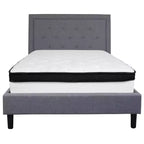 Set Letto a Piattaforma Imbottito e Materasso a Molle Insacchettate in Memory Foam