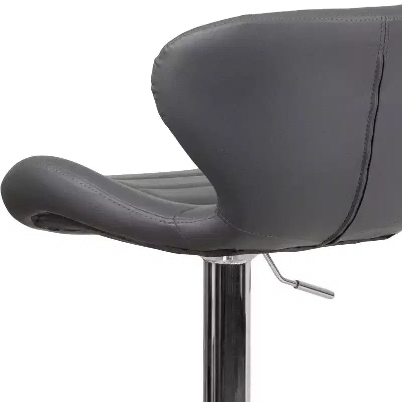 Sgabello da bar contemporaneo ad altezza regolabile con schienale curvo e base cromata