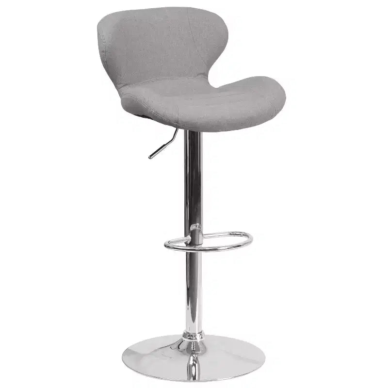 Sgabello da bar contemporaneo ad altezza regolabile con schienale curvo e base cromata